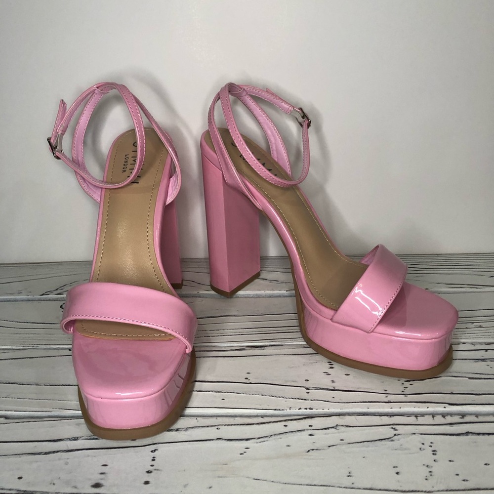 Simmi London Pink Open Toe Platform Ankle Strap Heels Size 8